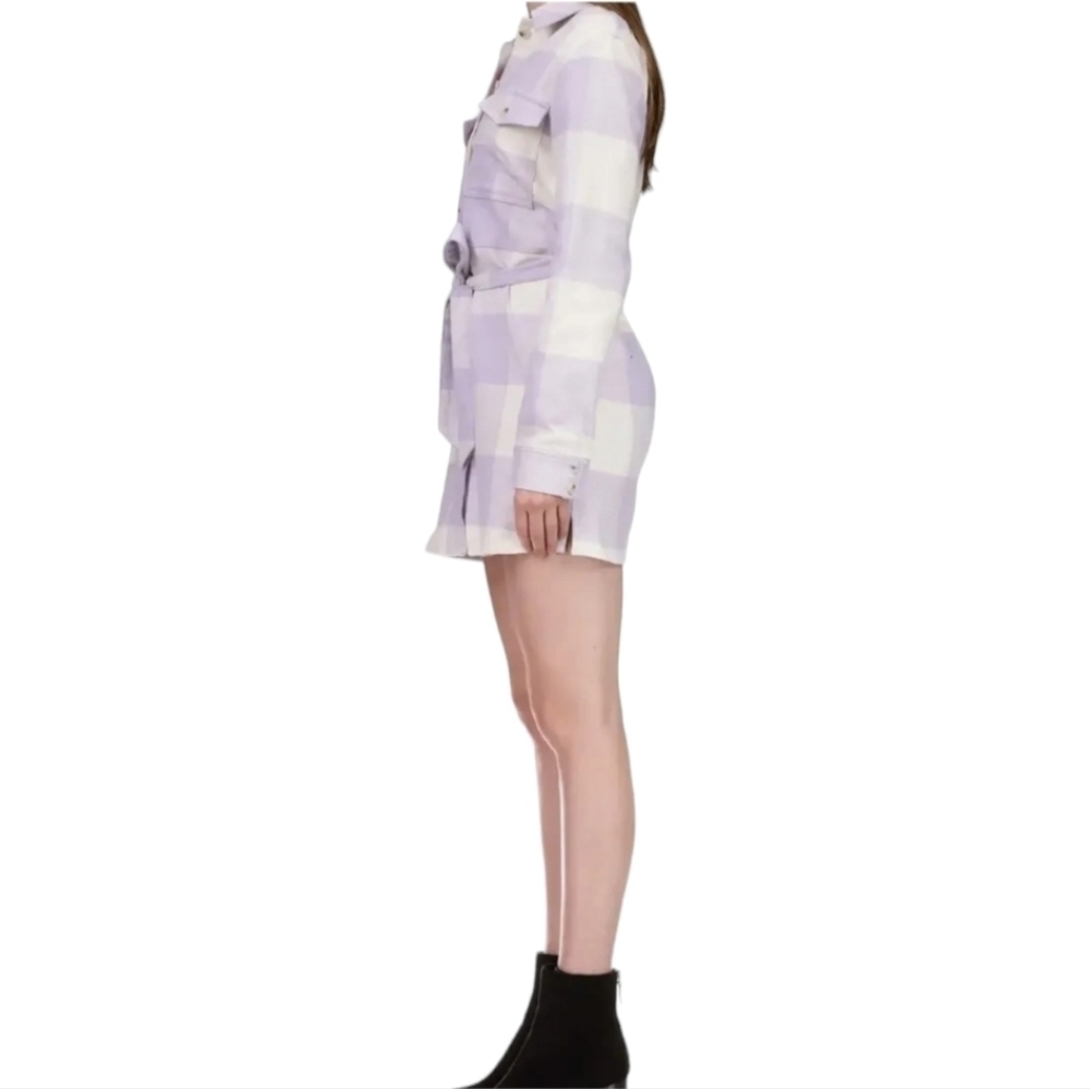 Sanctuary Brushed Lavendar Plaid Shirt Dress in Medium - Picture 2 of 4
